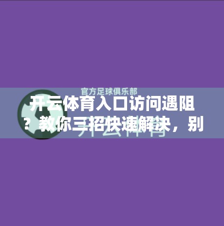 开云体育入口访问遇阻？教你三招快速解决，别让热爱止步于技术难题！